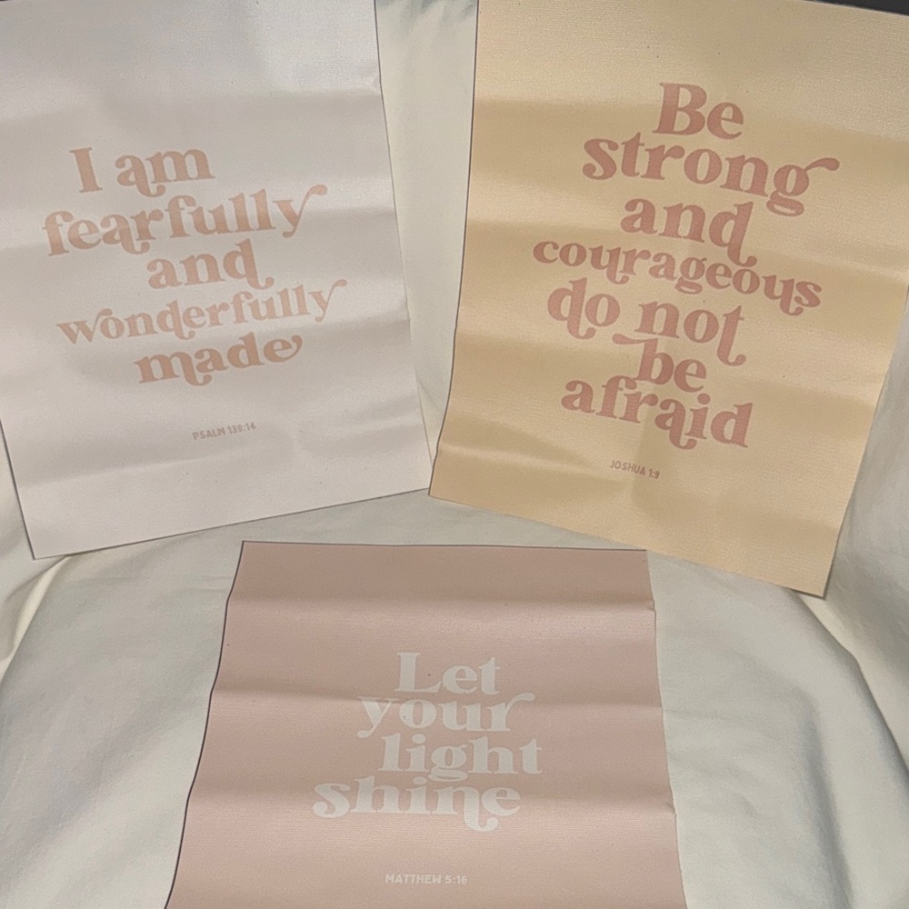 Faith Based Inspirational Art Print Set - Cream, Tan, Pink